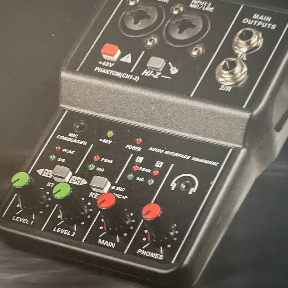 Audio Mixer 2 Ch With Phantom Power New